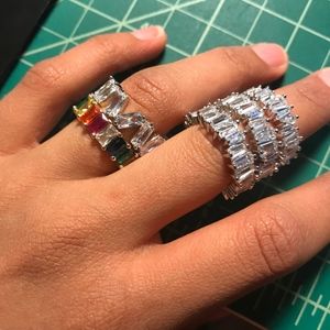 Trendy 925 Sterling Silver Baguette Eternity Ring